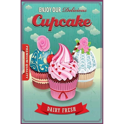 Ceduľa Cupcakes Bakery 30cm x 20cm Plechová tabuľa
