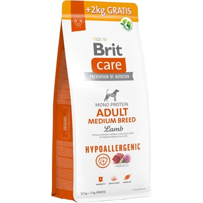 Brit Care Dog Hypoallergenic Adult Medium Breed Lamb 12+2 kg ZADARMO