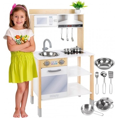KINDERPLAY DŘEVĚNÁ KUCHYŇKA PRO DĚTI INTERAKTIVNÍ DIGESTOŘ A PŘÍSLUŠENSTVÍ