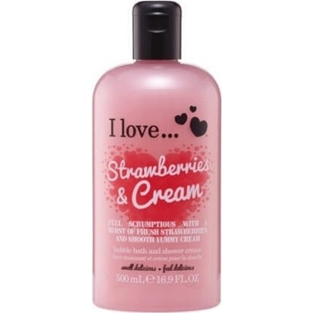 I Love Kúpeľový a sprchový krém s vôňou jahôd a sladkého krému Strawberries & Cream Bubble Bath And Shower Creme 500 ml