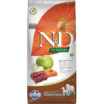 N&D Grain Free Pumpkin adult Medium & Maxi, venison & apple 3 x 12 kg