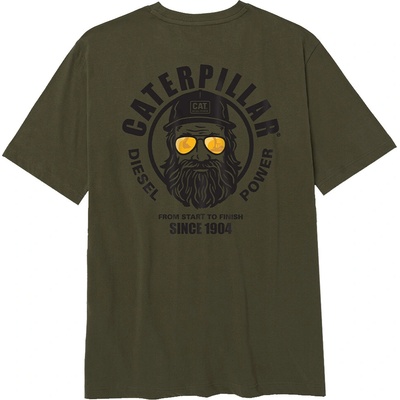 Caterpillar Graphic Men zelené pánské triko pohodlné krásný potisk CAT
