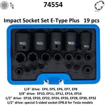 BGS technic Комплект e-вложки torx plus 19 броя ; bgs 74554