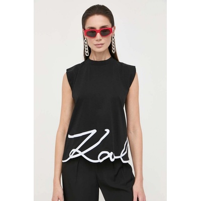 Karl Lagerfeld Bavlnené tričko čierna