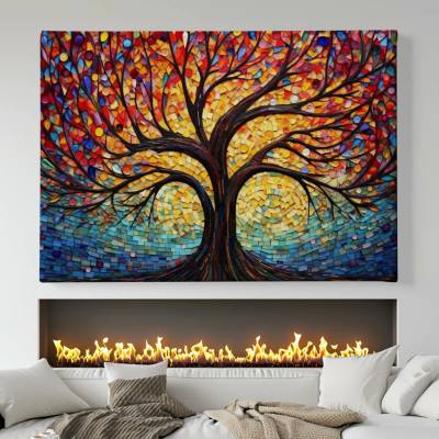 Obraz na plátně - Strom života Mozaika FeelHappy.cz Vyberte rozměr obrazu (šířka x výška): 40 x 30 cm