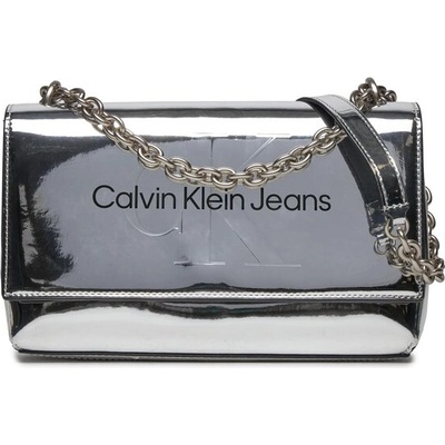 Calvin Klein Дамска чанта Calvin Klein Jeans Sculpted Ew Flap Conv25 Mono S K60K611856 Silver 0IM (Sculpted Ew Flap Conv25 Mono S K60K611856)