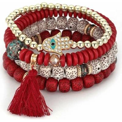 Prosperk náramek Boho beads do červena S4057