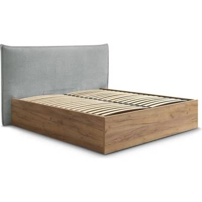 Bobochic Светлосиво тапицирано двойно легло 180x200 cm тапицирано/ПДЧ с място за съхранение с включена подматрачна рамка Charlie - Bobochic Paris (8934)