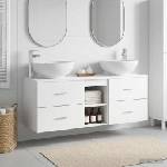vidaXL Комплект мебели за баня 3 бр. Бяло 129 x 44.5 x 80 см (3405899)