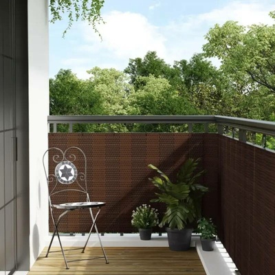 vidaXL Balkonová zástěna hnědá a černá 500 x 90 cm polyratan