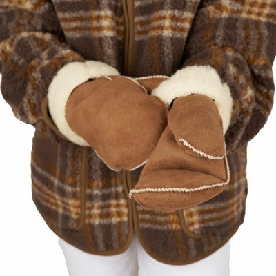 Vlnka kožené palčáky s ovčí vlnou hnědá