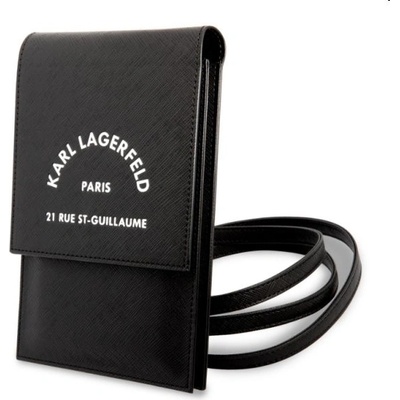 Pouzdro Karl Lagerfeld Saffiano Rue Saint Guillaume Wallet Phone Bag černé