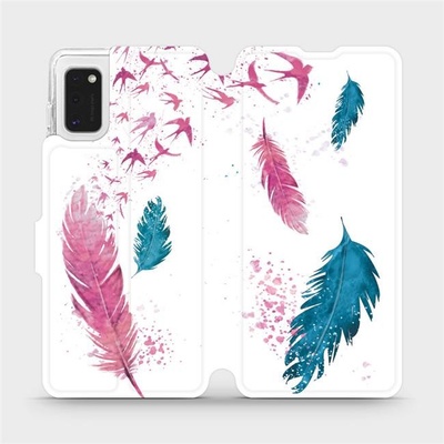Pouzdro Mobiwear Parádní flip Samsung Galaxy A41 - MR08S - Pírka