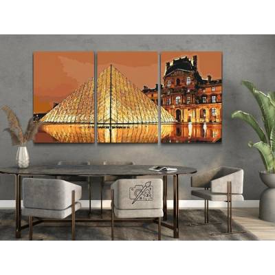 Vymalujsisam cz Malování podle čísel Louvre sada 3ks Rámování Pouze srolované plátno