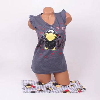 Image 1 of Пижама в тъмносив цвят с каре и апликация