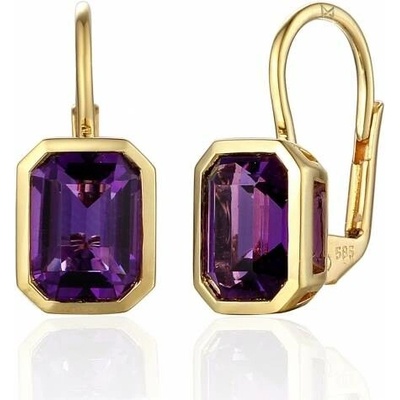 Gems, Náušnice Naomi, žluté zlato a fialový ametyst, 585-38-3-4504.0Z00.0.00.605.08