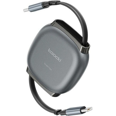 Toocki TQ-X105 výsuvný nabíjecí a datový kabel - USB-C na USB-C - 1 m - šedý