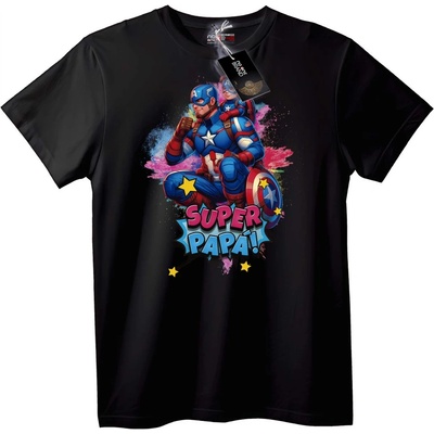NOONEBRAND Тениска Супер Татко Captain America - 4XL, Black