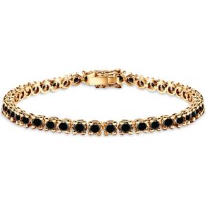 SAVICKI Златна тенис гривна, 585, черни диаманти 5.280К 4.5mm. 18cm