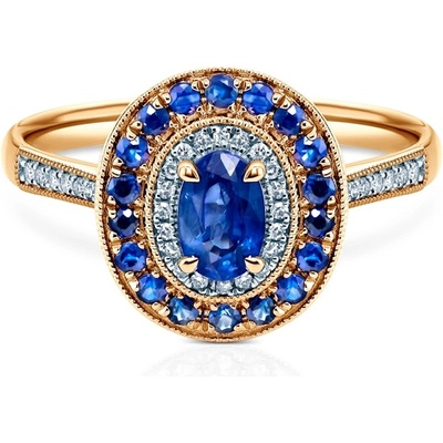 SAVICKI Пръстен Rosavine: двуцветно злато, син сапфир, диаманти