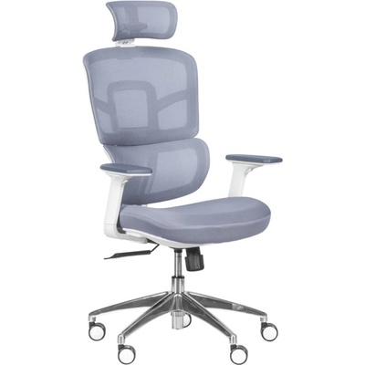 Bittel Офис стол Carmen 7579, до 130кг, мрежа/данаска, алуминиева база, мултиблок механизъм, люлеещ механизъм, коригиране на височината, газов амортисьор, лумбална опора, ергономичен, подвижни подлакътници, сив (bt-3520403_1)