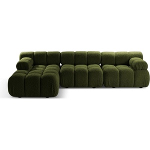 Micadoni Зелен модулен ъглов диван от букле (ляв ъгъл) Bellis - Micadoni Home (MIC_SET5L_213_F1_BELLIS5)