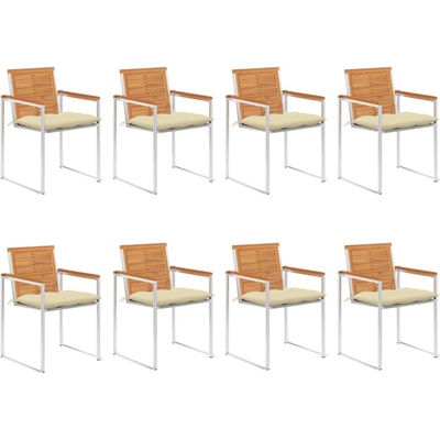 vidaXL Градински столове 8 бр с възглавници масивно акациево дърво (3078541)