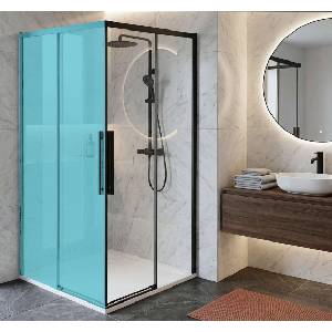 SAPHO Lux - Душ врата 100 см, прозрачно стъкло/черно GU2110B (GU2110B)