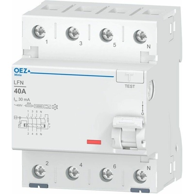 OEZ Prúdový chránič LFN 40A/30mA, 40 A, 230 V, typ A, LFN-40-4-030A