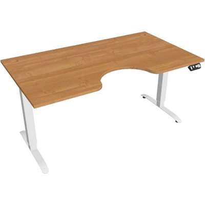 Hobis Office Pro psací stůl Motion MS ERGO 2 Šířka: 160 cm, Barva desky: olše, Barva kovu: bílá RAL 9016 Šířka 120-180 cm / 27 barevných variant