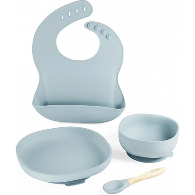 Lulaby silikónová jedálenská sada s prísavkou Pastel Blue 4 dielna