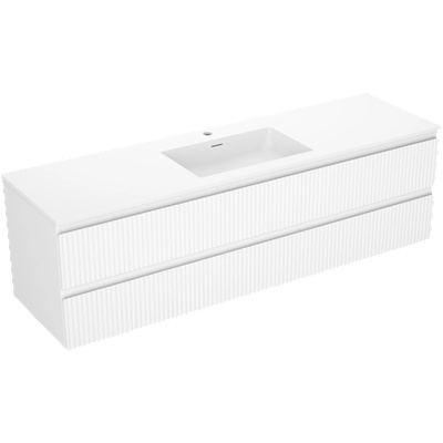 Mexen Rivel шкаф за баня 160 см с мивка Otis, 2 чекмеджета, оребрен, бял мат - 91A20-16047-2-BFF01-W18M01 (91A20-16047-2-BFF01-W18M01)