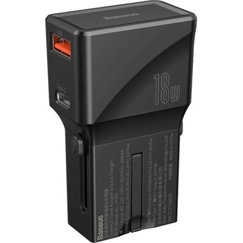 Image 1 of Baseus Universal Conversion Plug Wall Charger (CCTY-01) - захранване за ел. мрежа с USB-C и USB изходи и преходници за цял свят в едно устройство (черен)