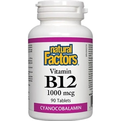 Natural Factors Vitamin B12 Cyanocobalamin, 1000 mcg, 90 таблетки, Natural Factors (1246 NF)