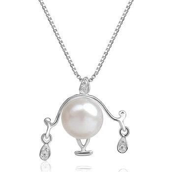 Lillian Vassago Strieborný náhrdelník znamenie Váh s perlou a zirkónmi LLVY-SN015VH