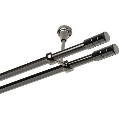 OK-GarnýžeCZ - Garnýž kovová dvouřadá 19mm Cylinder double onyx 210 cm do stropu / na tunýlek - bez kroužků