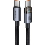 Mcdodo Кабел за данни - Mcdodo (CA-5580) - със светлина при зареждане, USB-C → USB-C, прозрачен, 100W, 1.2m - Черен