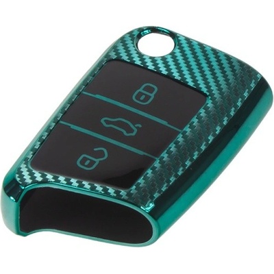 Klíčenka TPU obal pro klíč Škoda, VW, Seat, carbon zelený