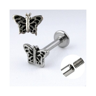 Šperky4U piercing do brady labreta motýlek LB1016