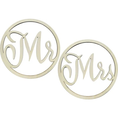 Godan Дървена сватбена украса - Mr. & Mrs. 2 бр