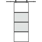 vidaXL Плъзгаща се врата с обков 76x205 см Закалено стъкло&Алуминий (3332995)