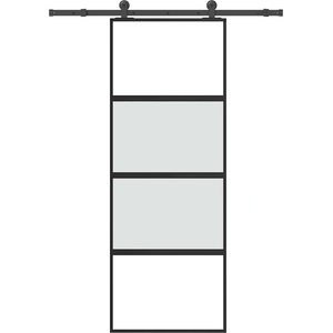 vidaXL Плъзгаща се врата с обков 76x205 см Закалено стъкло&Алуминий (3332995)