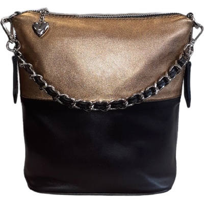 Facebag kožená crossbody 6061 zlatá černá
