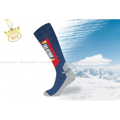 Hoza Ski dětské zimní lyžařské ponožky H204-A tmavá modrá s červenou
