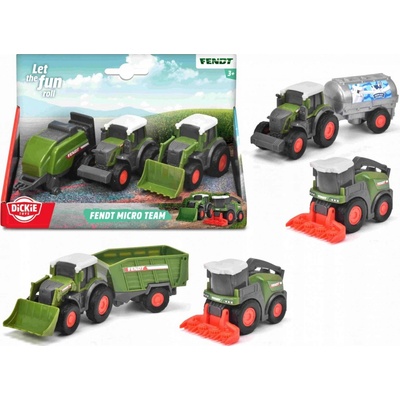 Dickie Farm Sada 3 vozidiel 9cm Traktory + Príves Fendt