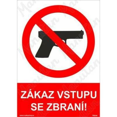 Zákaz vstupu se zbraní, plast 297 x 420 x 2 mm A3