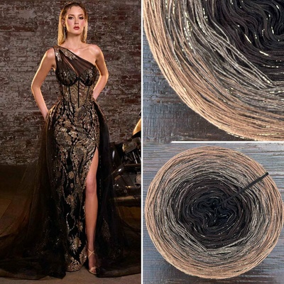 Příze Čarovné klbko (3n) 1000m Limited Edition No.180 glitter schwarz gold