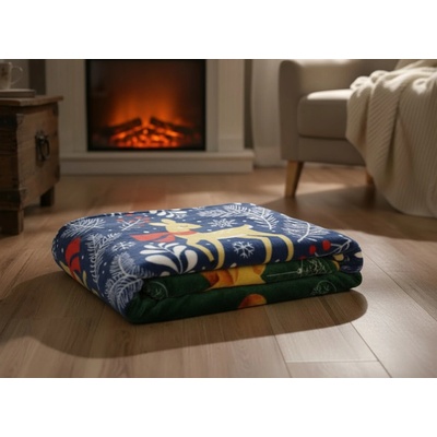 BBK vánoční deka z mikrovlákna Festive Vibes modrá I. 130x170