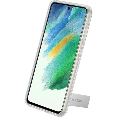 Samsung Clear Standing Cover EF-JG990CT - оригинален удароустойчив хибриден кейс с поставка за Samsung Galaxy S21 FE (прозрачен)