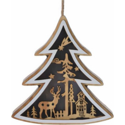 Home Styling Collection Dřevěná vánoční dekorace k zavěšení 12 x 12 x 2,5 cm